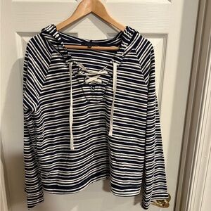 Sanctuary Textured Knit Wide Sleeve Lace Up Hoodie